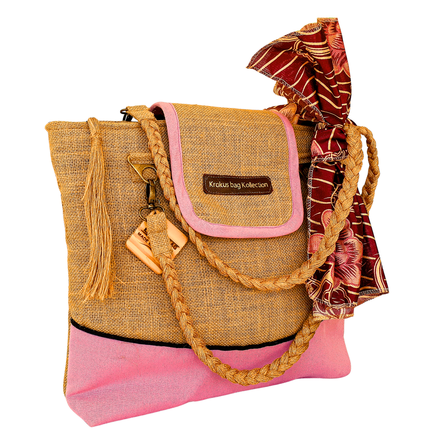 Tote with Baby-Pink Linen Accent