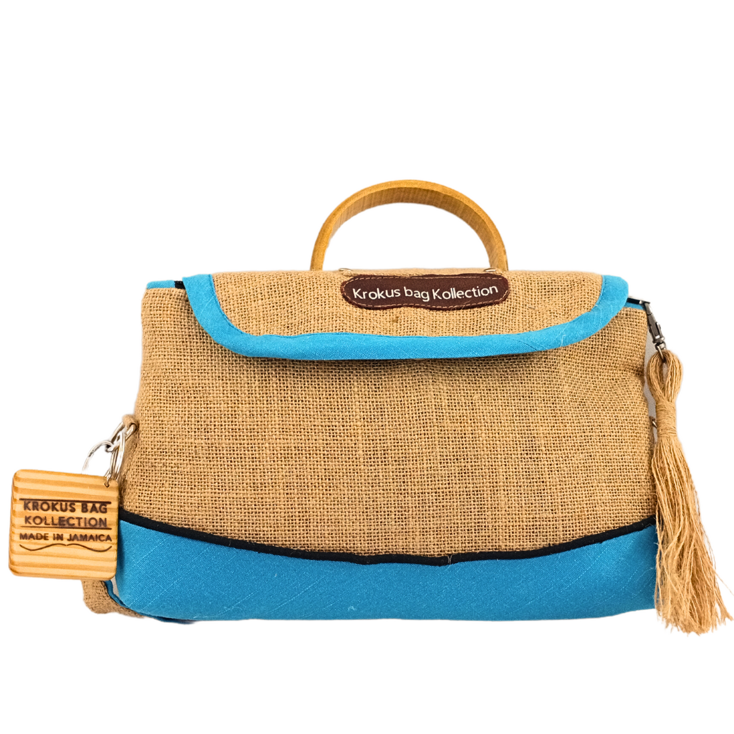 Crossbody Self-Care Bag, Ocean Blue Linen Trim