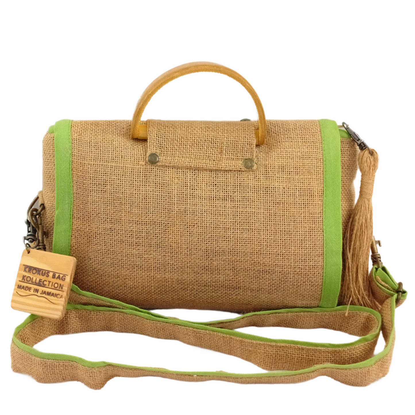 Crossbody Self-Care Bag, Lime Green Linen Trim