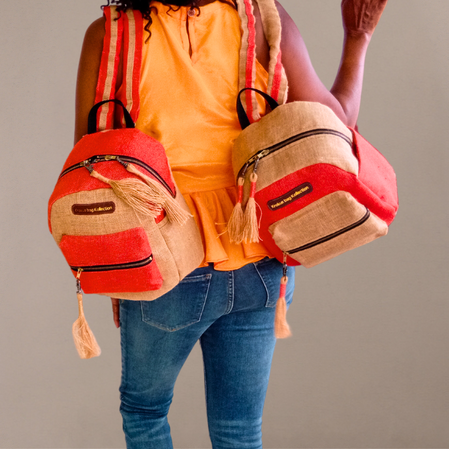 Two-Tone Mini-Backpack, Burnt Orange