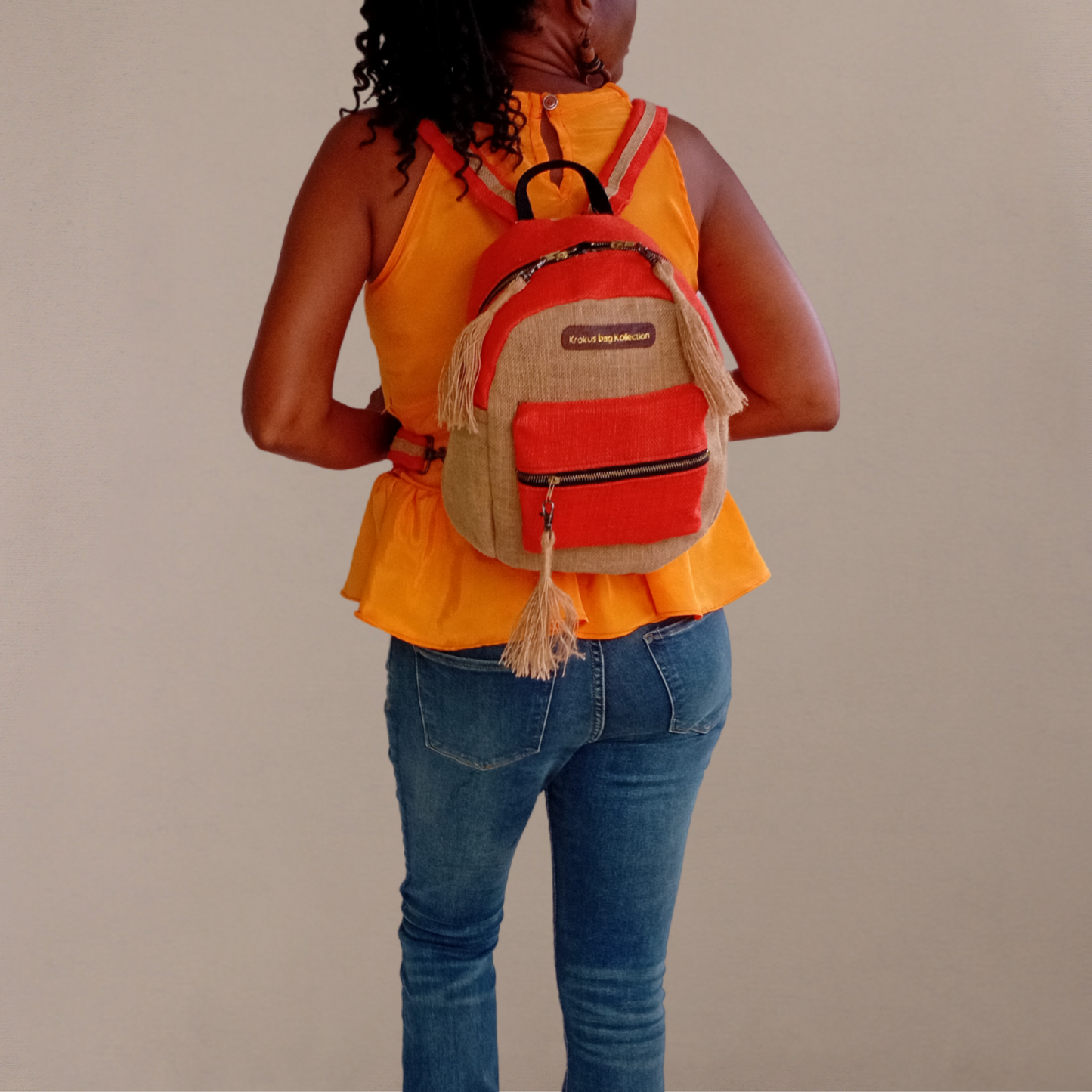 Two-Tone Mini-Backpack, Burnt Orange