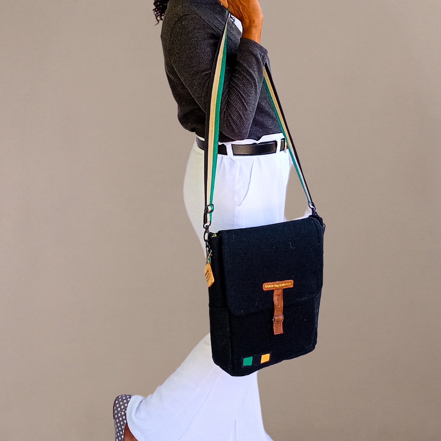 Black-Gold-Green Inspired Messenger Bag