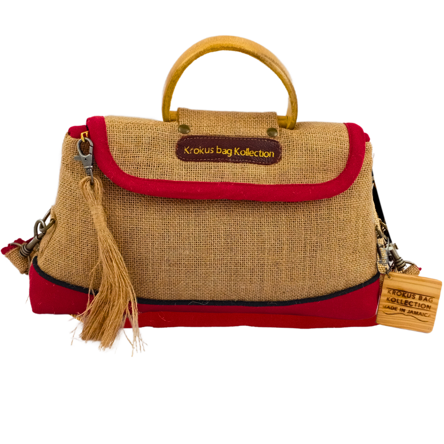 Crossbody Self-Care Bag, Bright Red Linen Trim