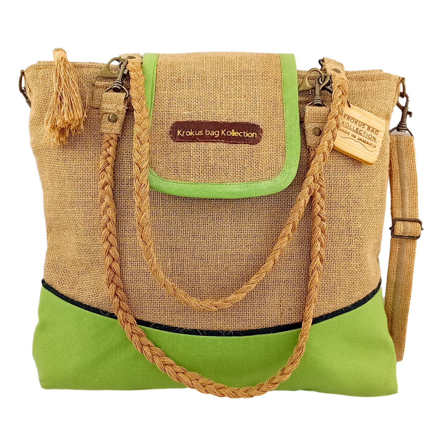 Tote with Lime Green Linen Accent