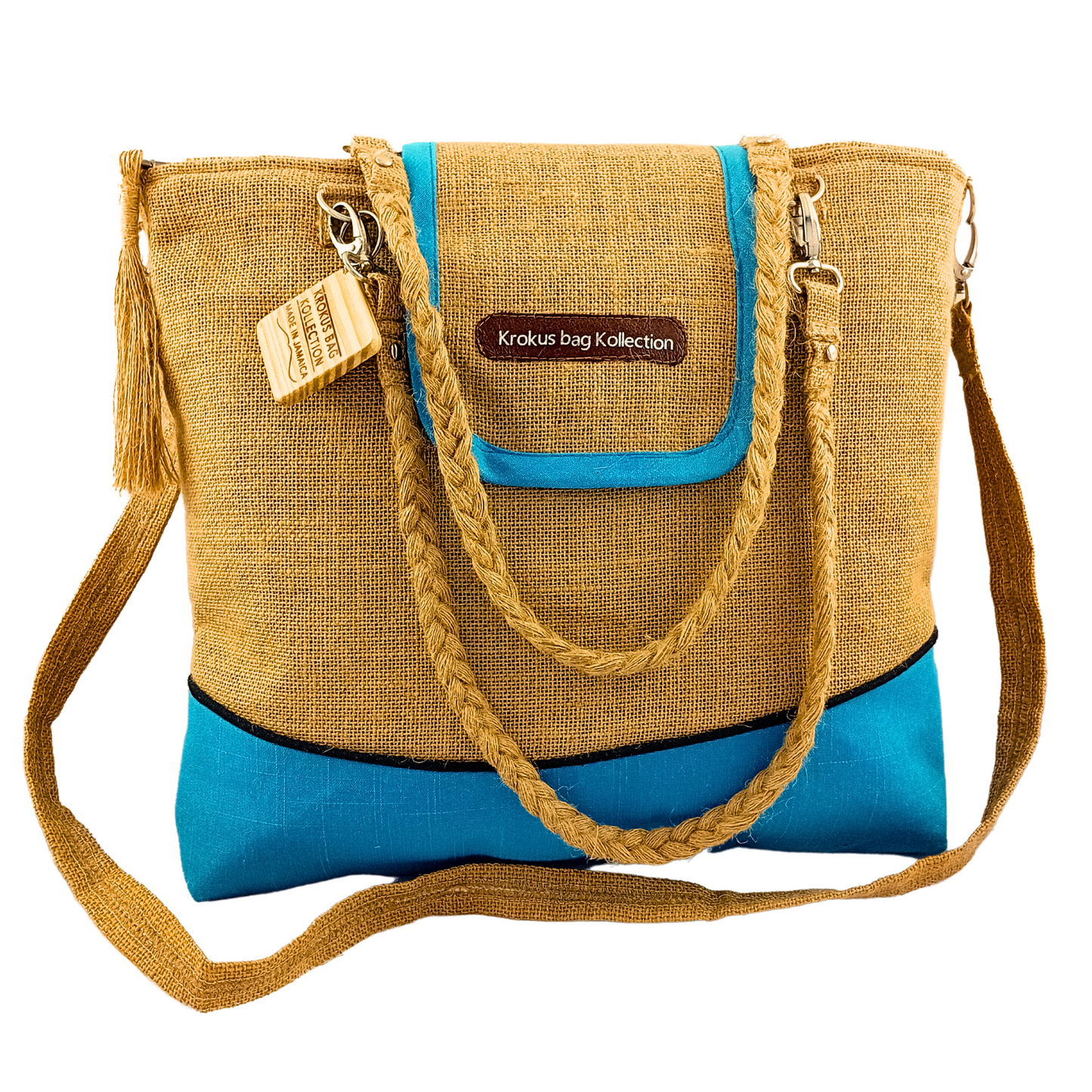Tote with Ocean Blue Linen Accent