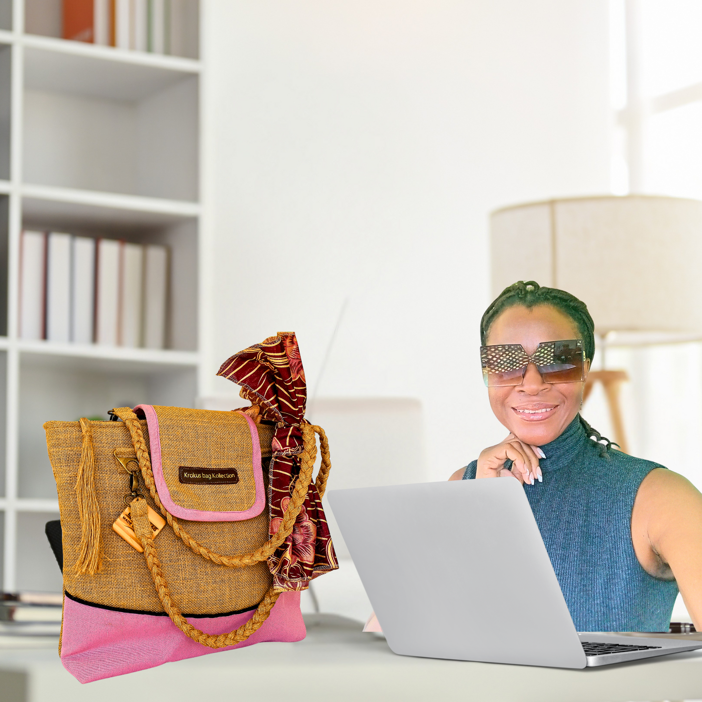 Tote with Baby-Pink Linen Accent