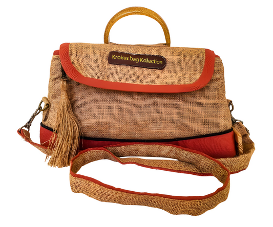 Handmade Jute/Burlap/Linen Crossbody Bag