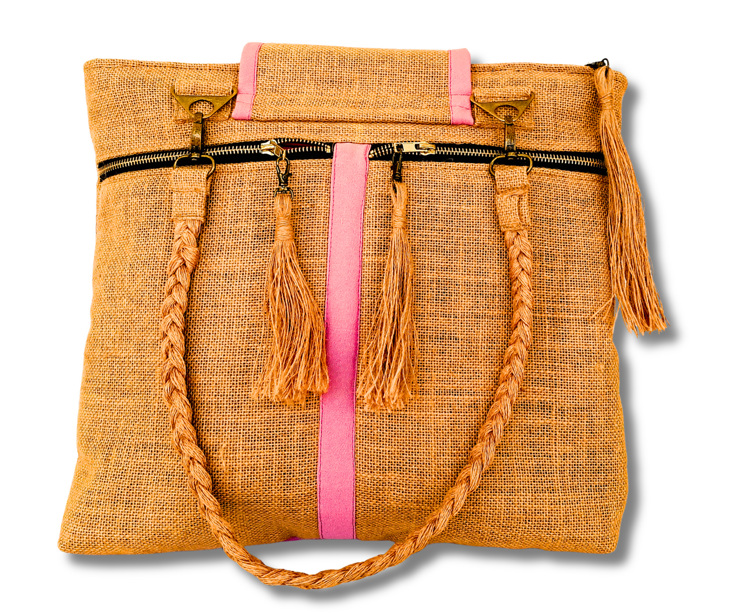 Handmade Jute/Burlap/Linen Tote with Scarf