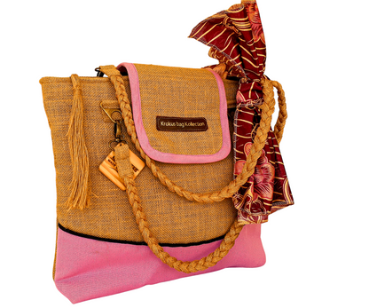 Handmade Jute/Burlap/Linen Tote with Scarf