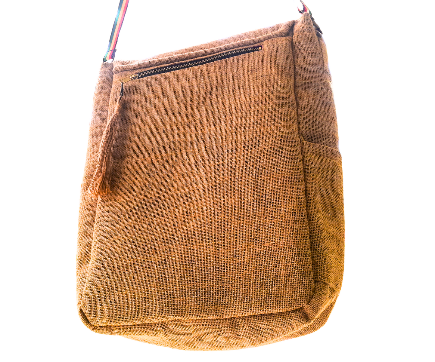Rasta Inspired Handmade Jute/Burlap Messenger Bag